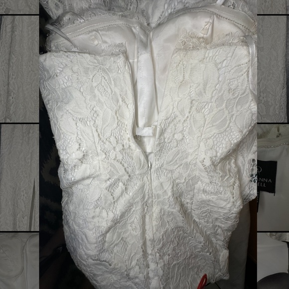 Adrianna Papell White Lace, Strapless Bodycon Long Wedding Gown Dress ~ Size 4 - Picture 10 of 11